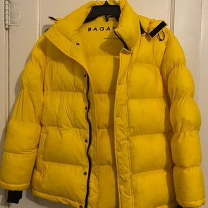 Yellow puffer jacket